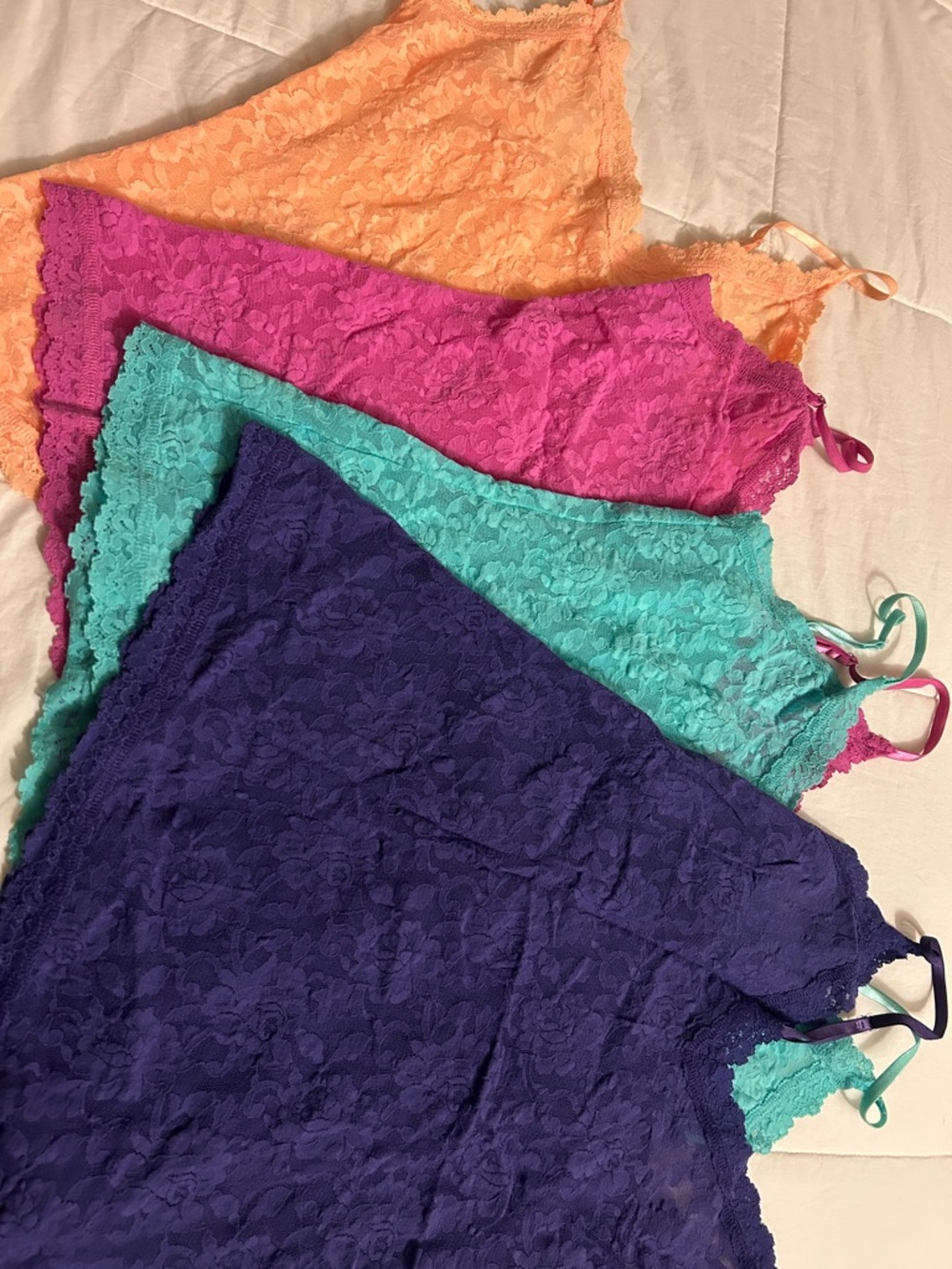 Set of 4 Hanky Panky Lace Cami Tank Tops